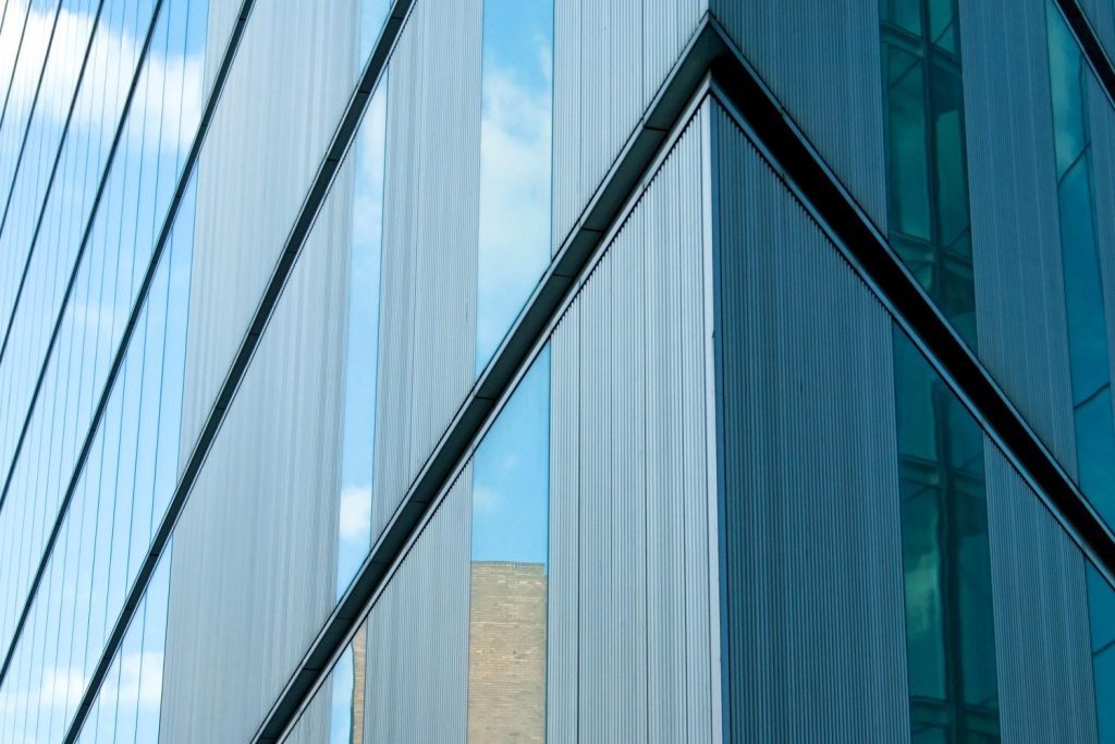 sharp-corner-of-geometric-steel-business-building